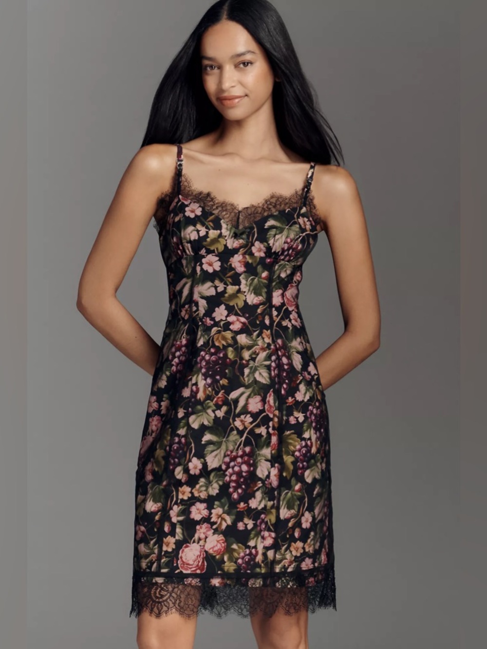 NWT Size S - Anthropologie Black Floral Fruit Lace/Mesh Dress (NWT US$ 178)